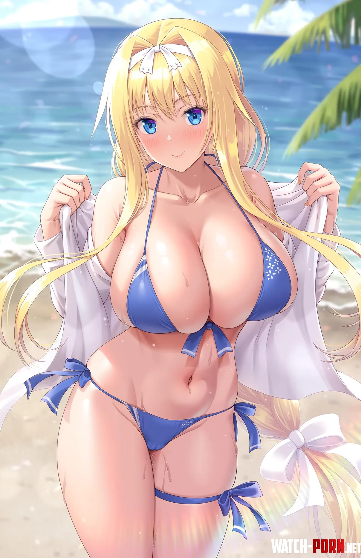 Alice On The Beach In Her Swimsuit  by Csxc