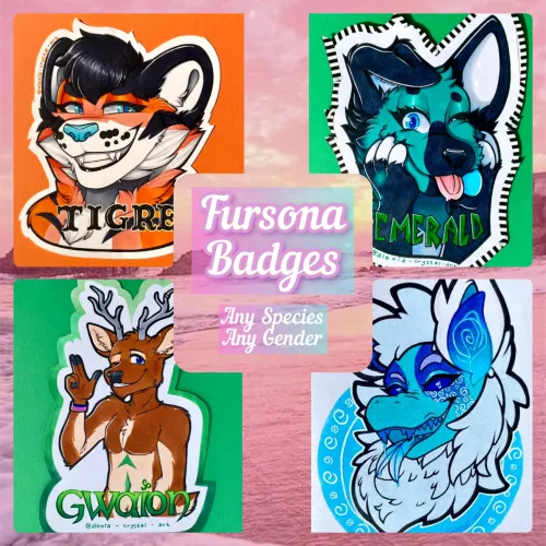 Thumbnail Custom Fursona and Fursuit Badge Commissions Open by alexia_crystal_art
