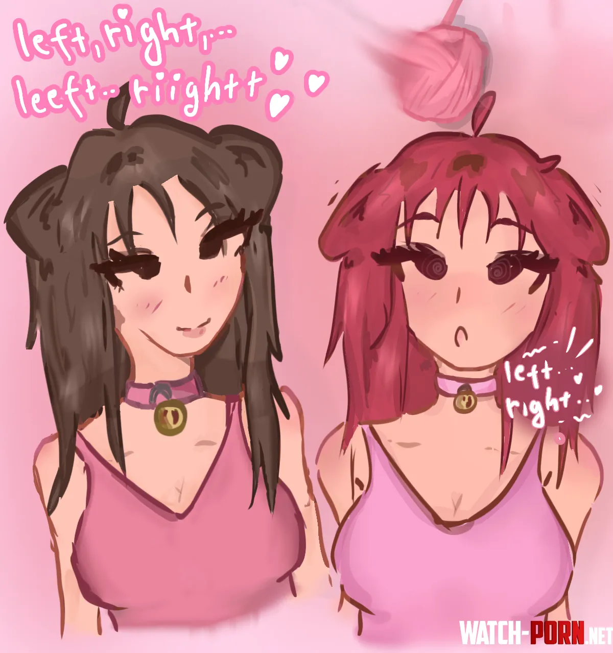 left right  cat girls love yarn right  oc  by txmatojuicee