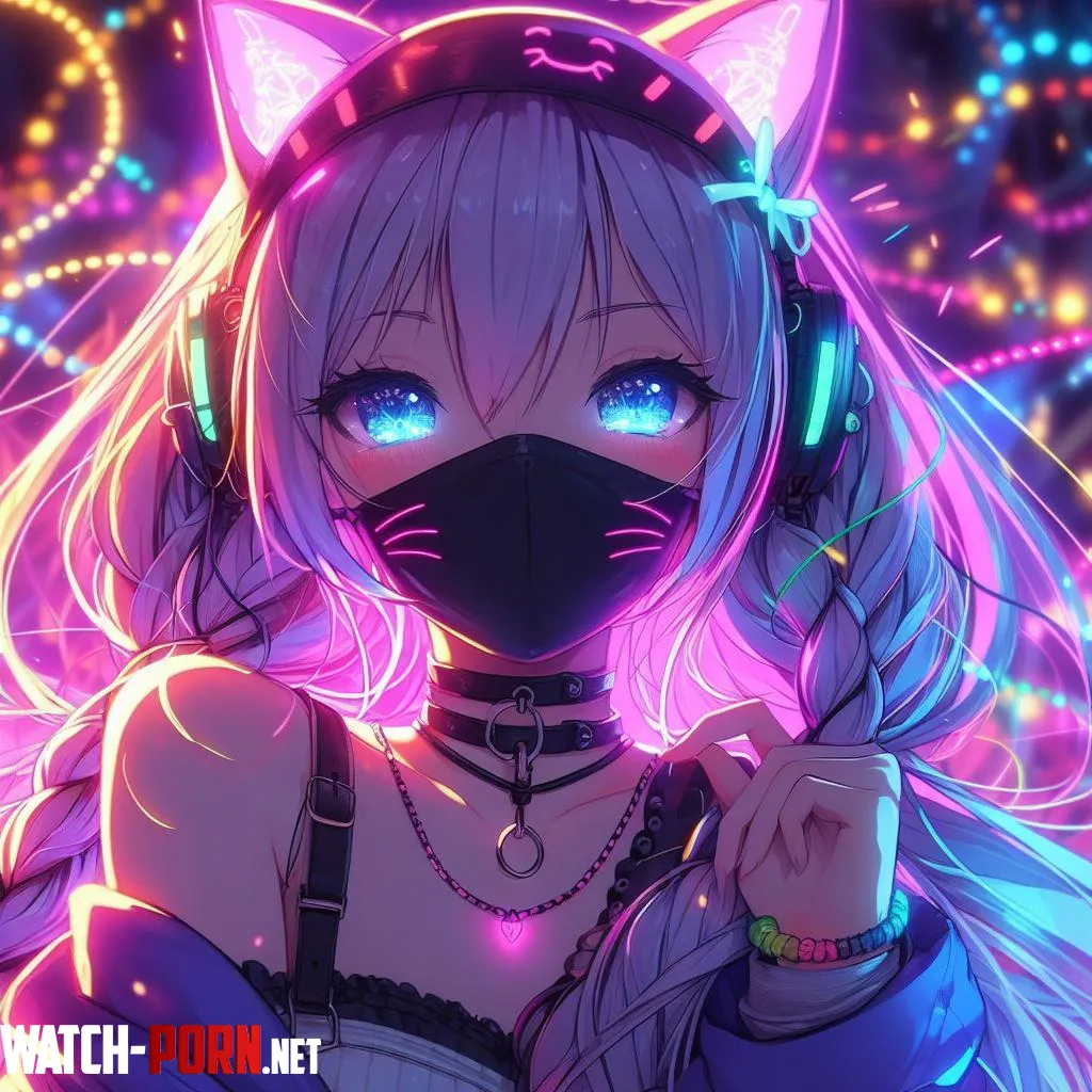 Neon Rave Kitty by Pussception
