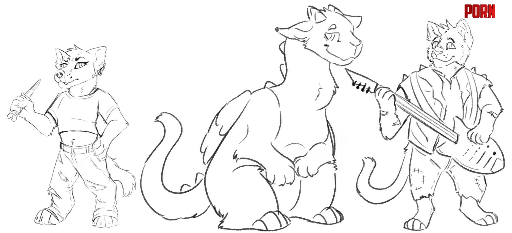 Furry band of misfits art by me by Wolf_fire_