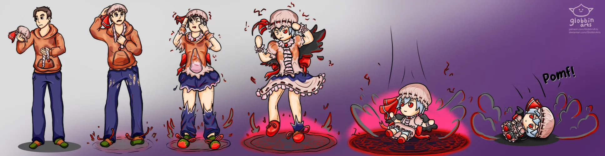 Thumbnail Remilia Scarlet Fumo Plush TF Art by GlobbinArts | Gendertransformation Artistry