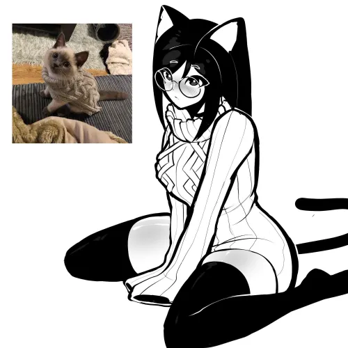 Thumbnail ZAHANDOGAKIZU's 'Sweater Weather OhJeezItsTekona' Original Art | Nekomimi Marvel