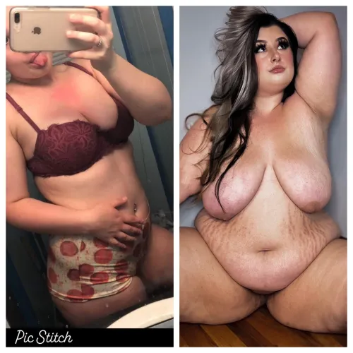 Thumbnail Penelopejadexo Shares Transformation Journey: Wearing vs. Eating Pizza in wgbeforeafter
