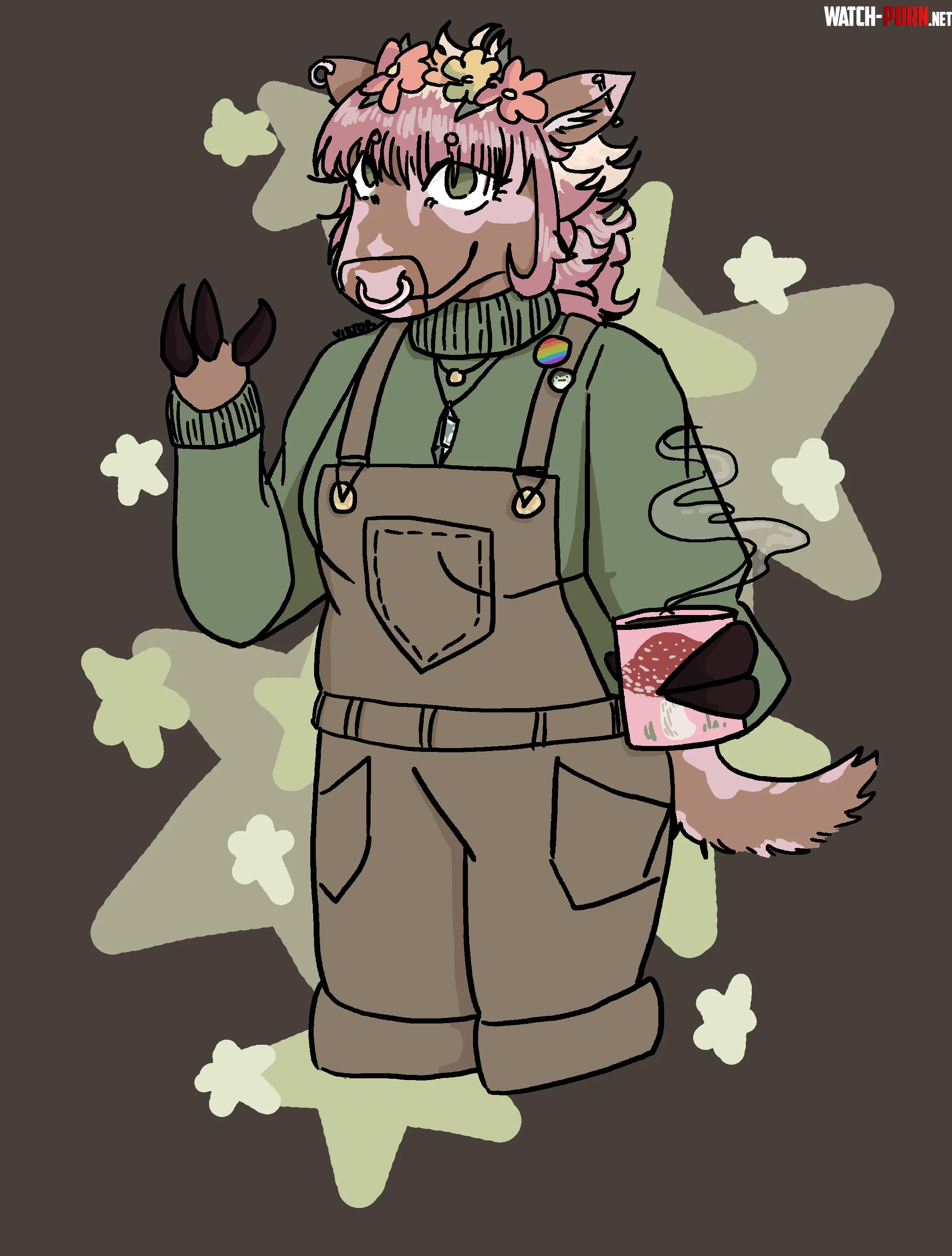 Made a friend a fursona for kicks  she loves highland cows and cottage core so D by ViktorTheWicked