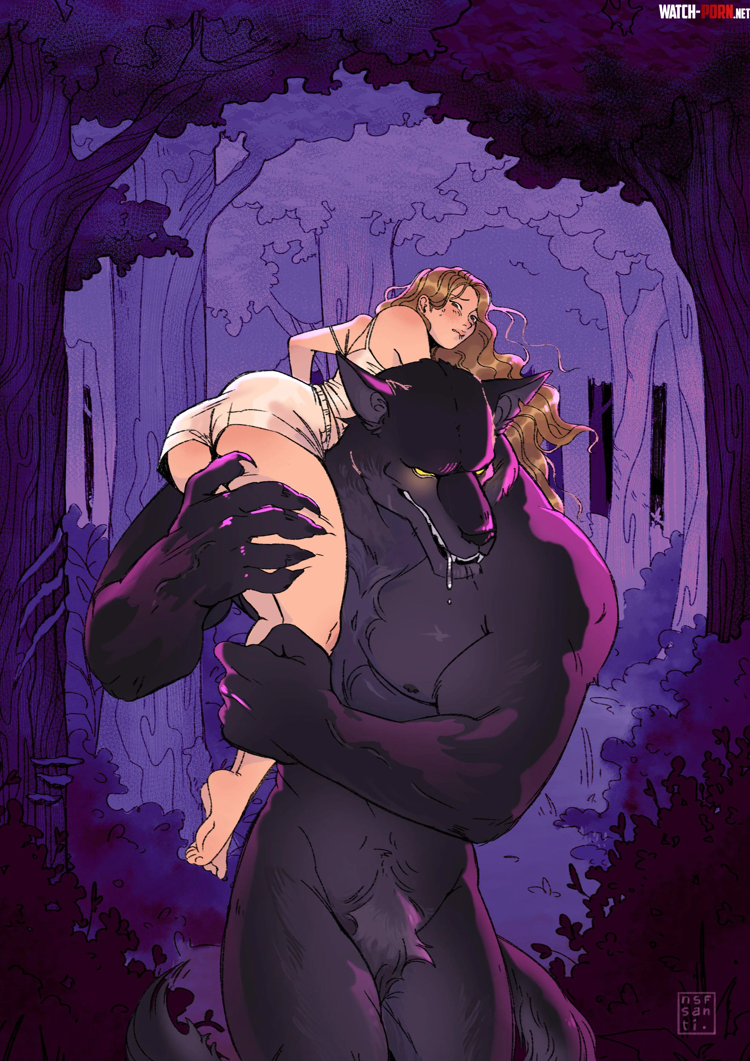 Wolfman taking his chosen mate back to his lair nsfsanti by Lusty_Commissar