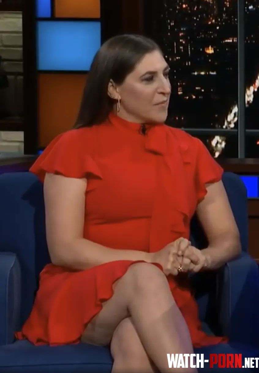 Possible small upskirt shot of Mayim Bialik on Stephen Colberts show by NolanLover