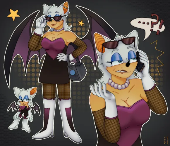 Thumbnail Furry Art: OC Drawing of Rouge The Bat by introspectivecrow