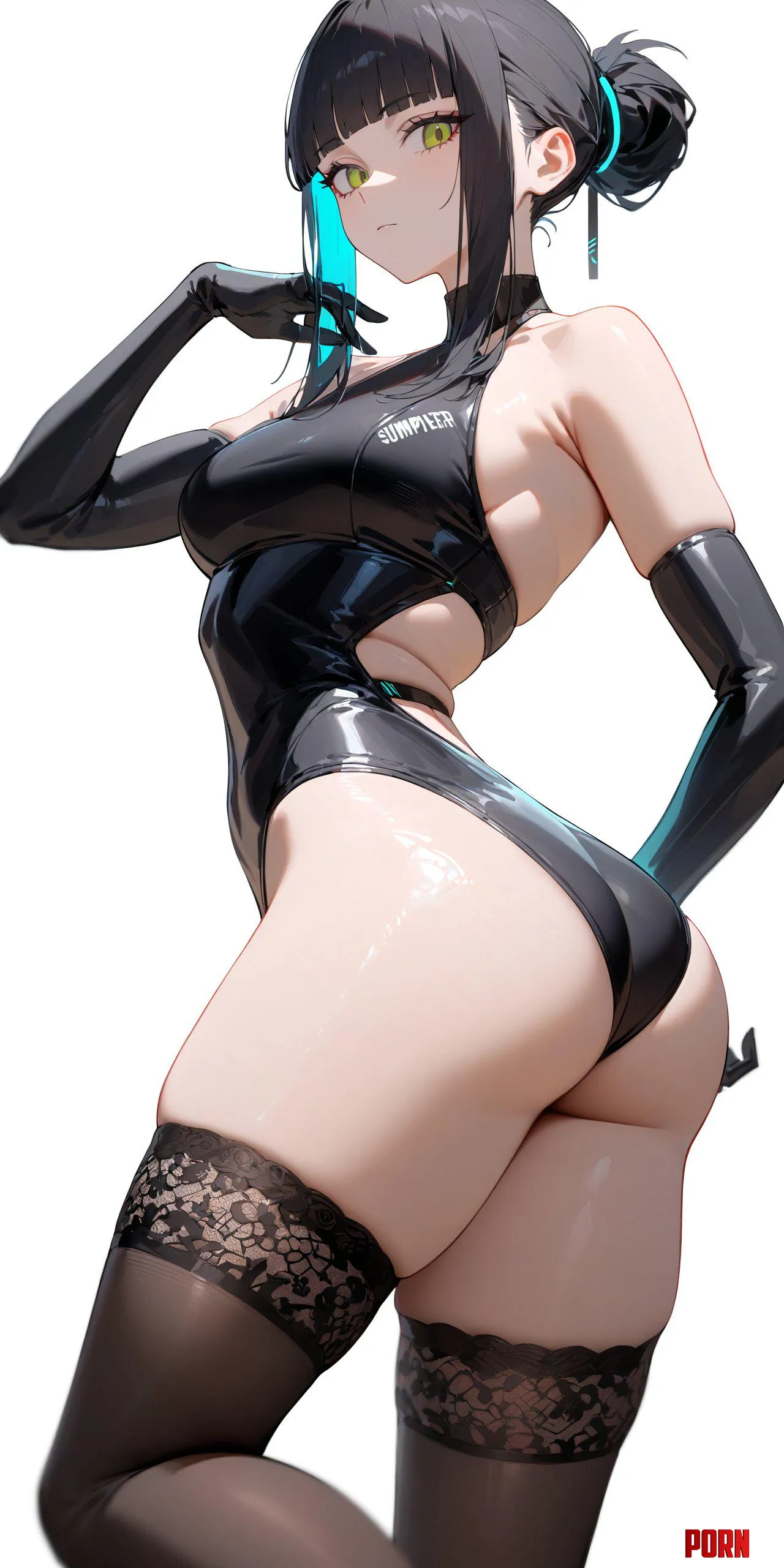 Black Leotard amp ThighHighs  by CheetahSperm18