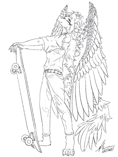 Thumbnail Feathered Dragon Skater Art in the Furry Category