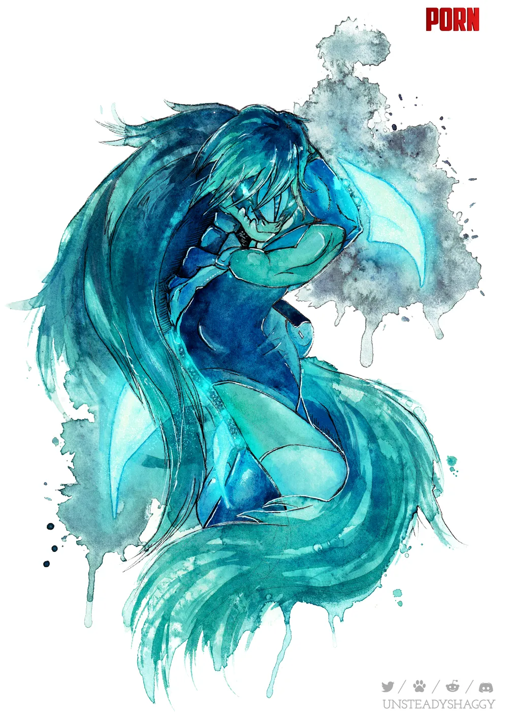 Traditional Watercolor Commission for Michael McSnek  been a while since I worked with a bit of glow by UnsteadyShaggy