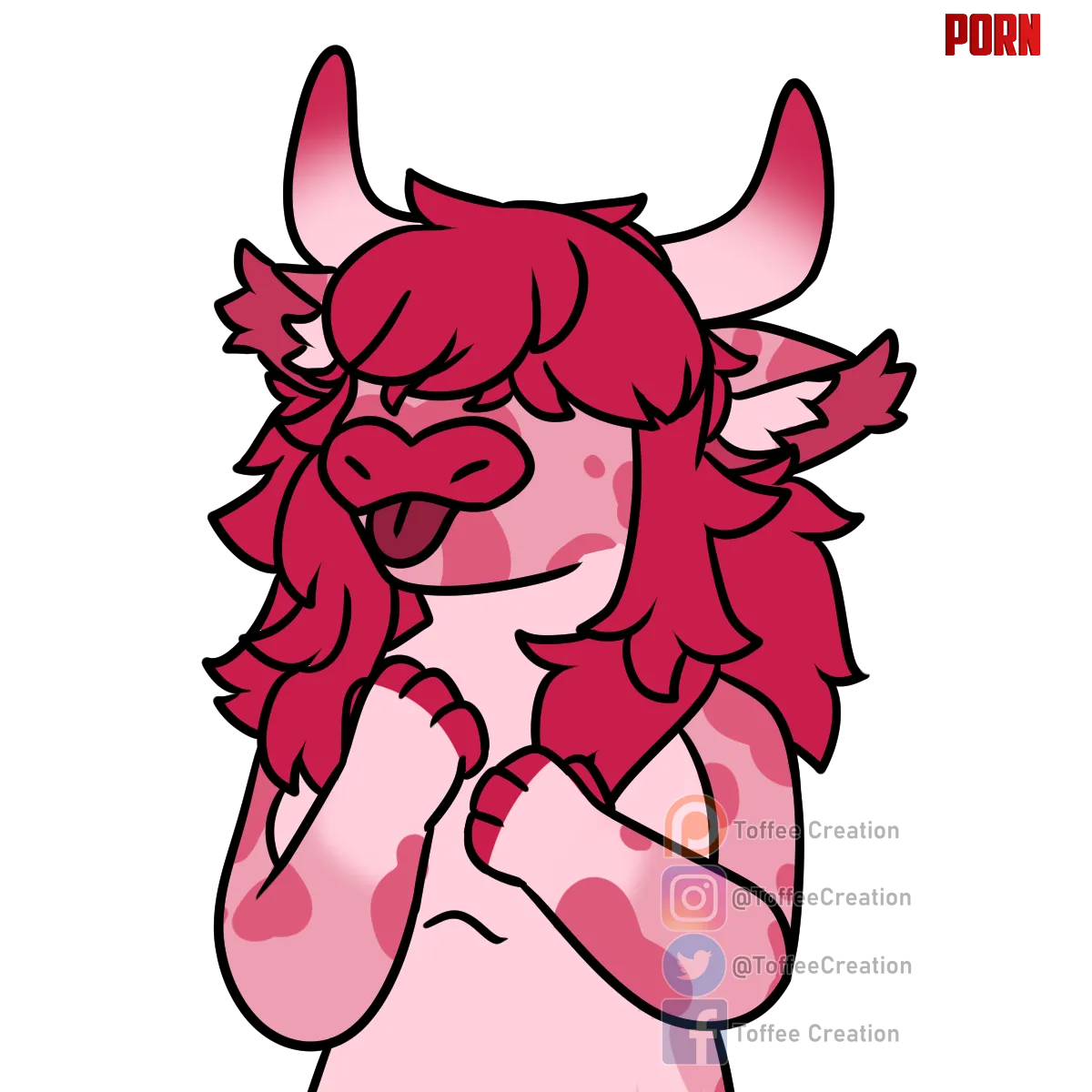 Blep A pink little cow DnnChibi art comm  by ToffeeCreation