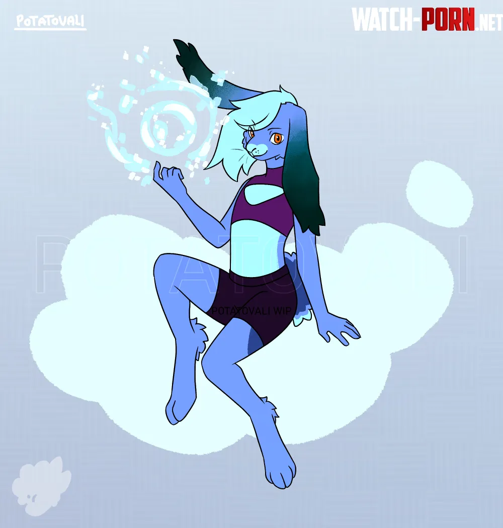 Cloud bnuy one of my characters sitting on a cloud Art by me by Potatovali