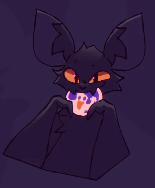 Thumbnail Artistic Interpretation: Bat with a Cookie by NightAtom in the Furry World
