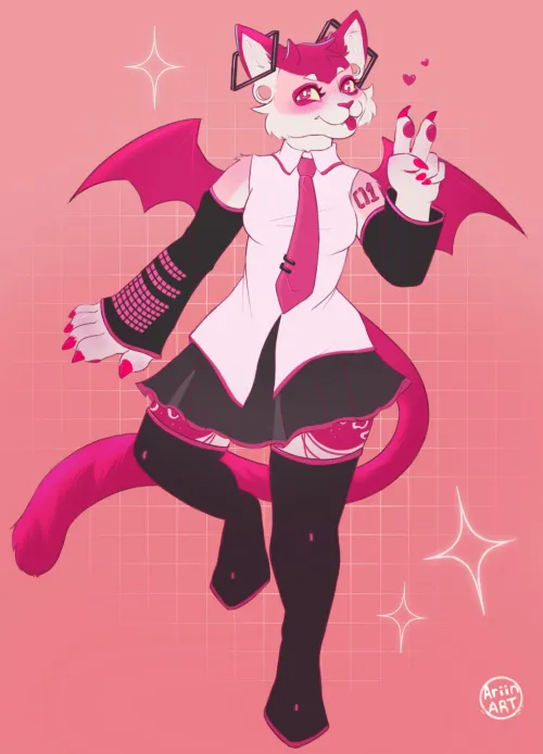Thumbnail A Gift from Ariin-art: Their Character as Miku in Furry Art