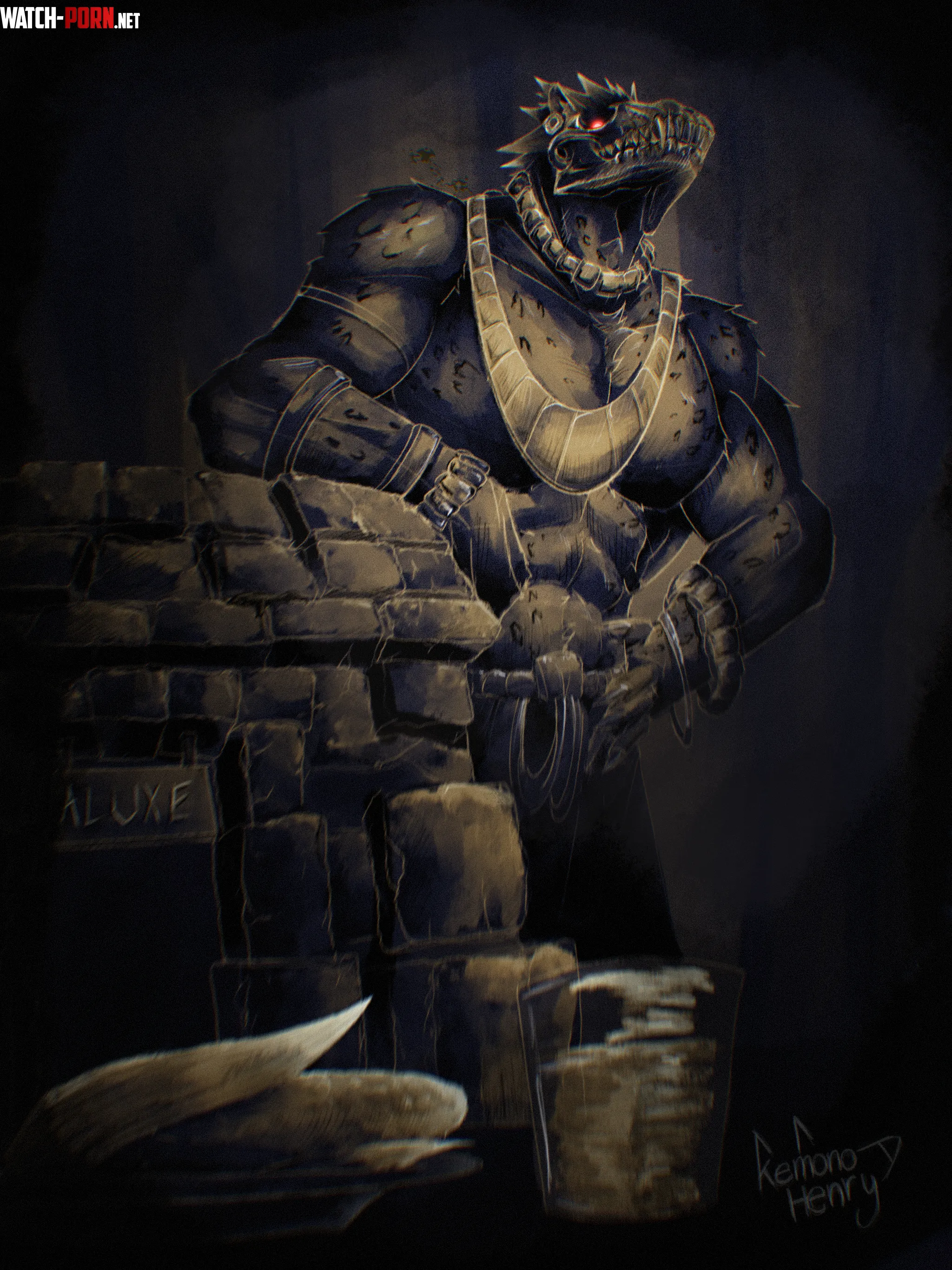 Ocultubre Day 3 Aluxe In the shadows a guardian awakens by KemonoHenry