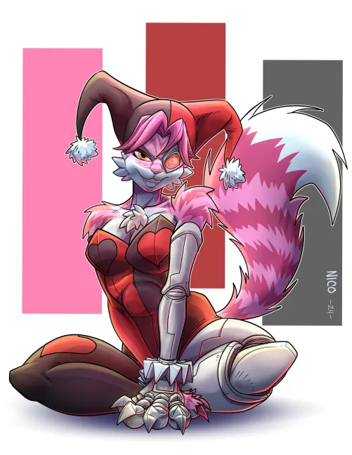 Thumbnail Cybernetic Jester Cat Concept by Lopsided-Card4850 | Furry