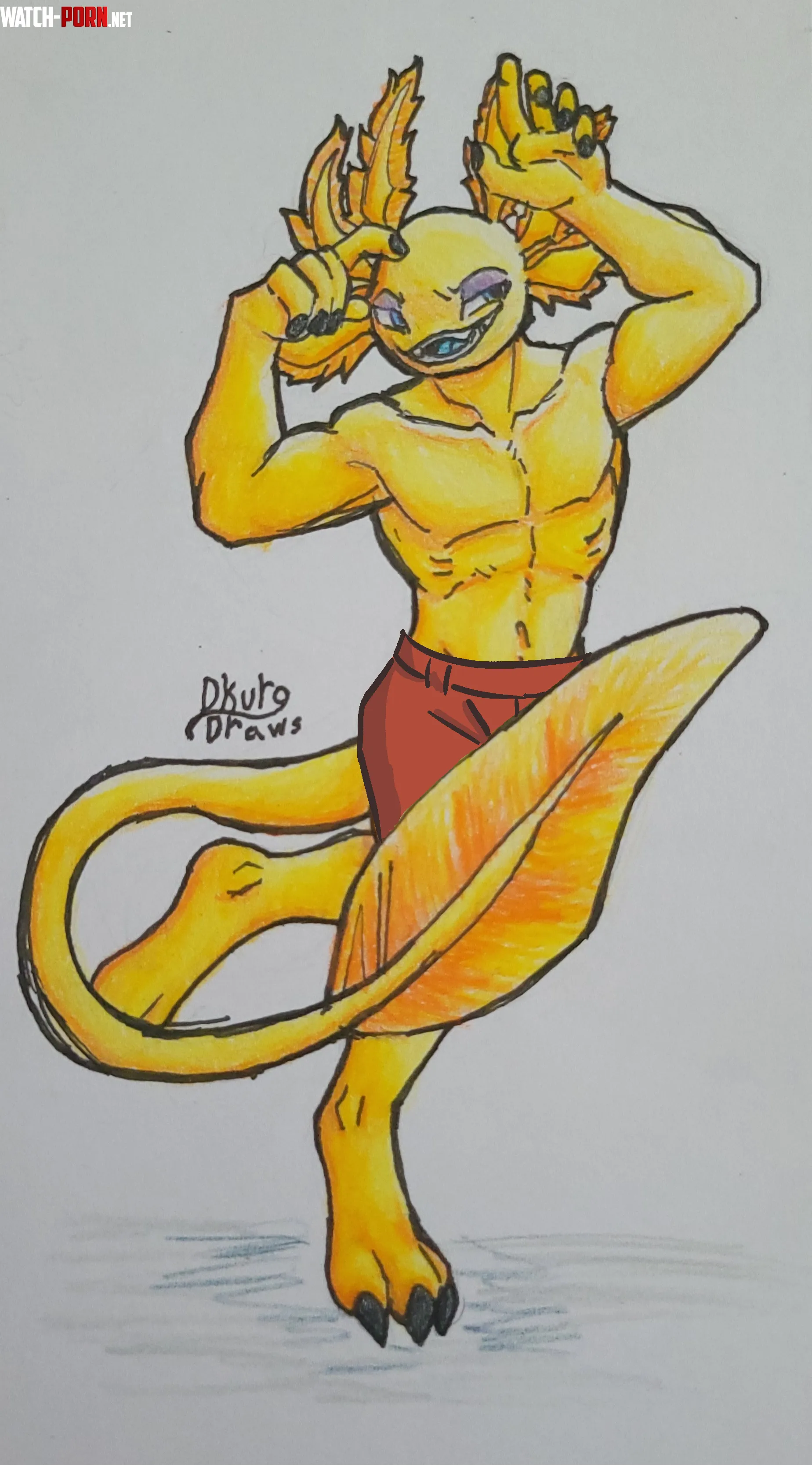 Axolotl doing whatever hes doing by orphanobliteratorPog