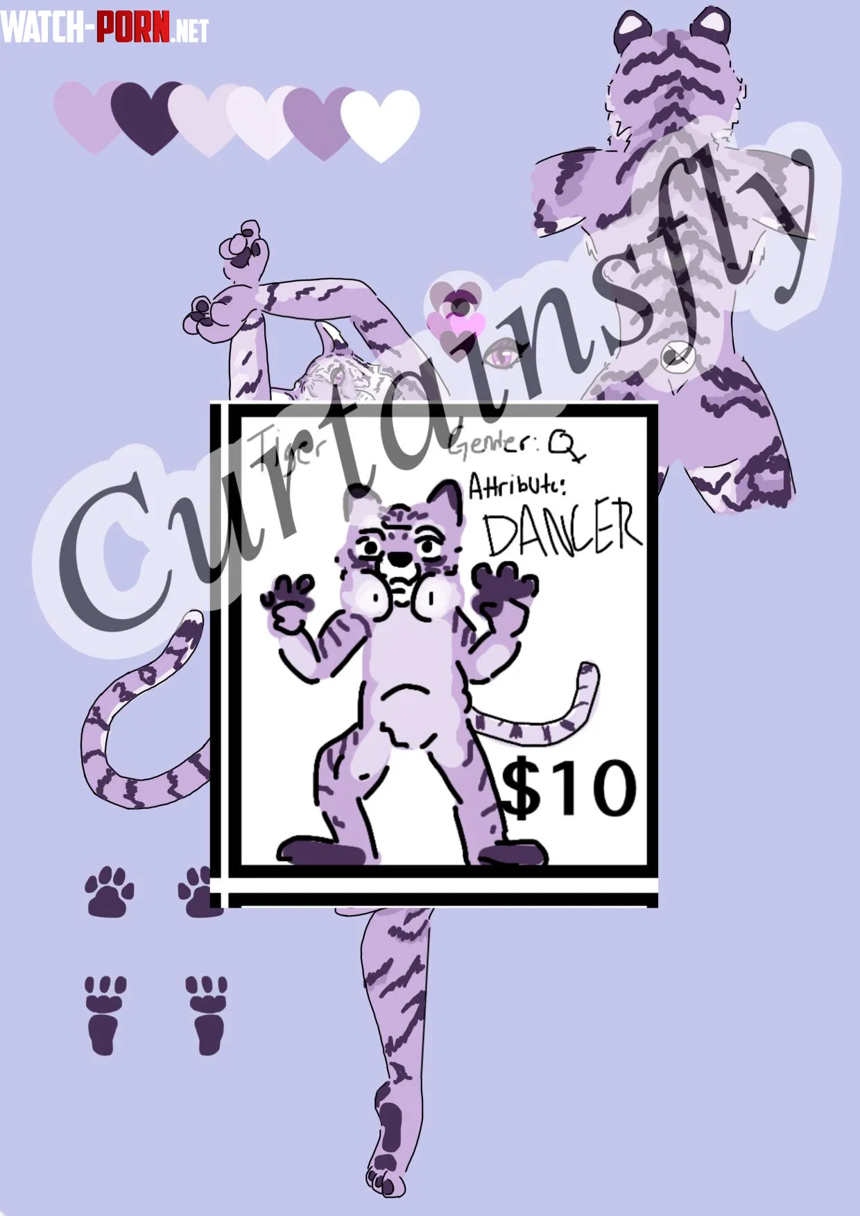 Selling the dancing tiger Ref from my adoption center  by Curtainsfly