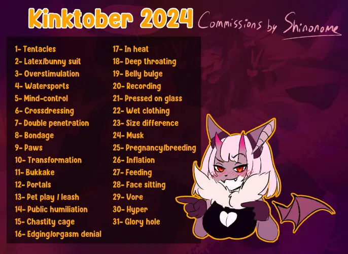 Thumbnail Kinktober Comms by Shin0nome: Yiff Artistic Offer