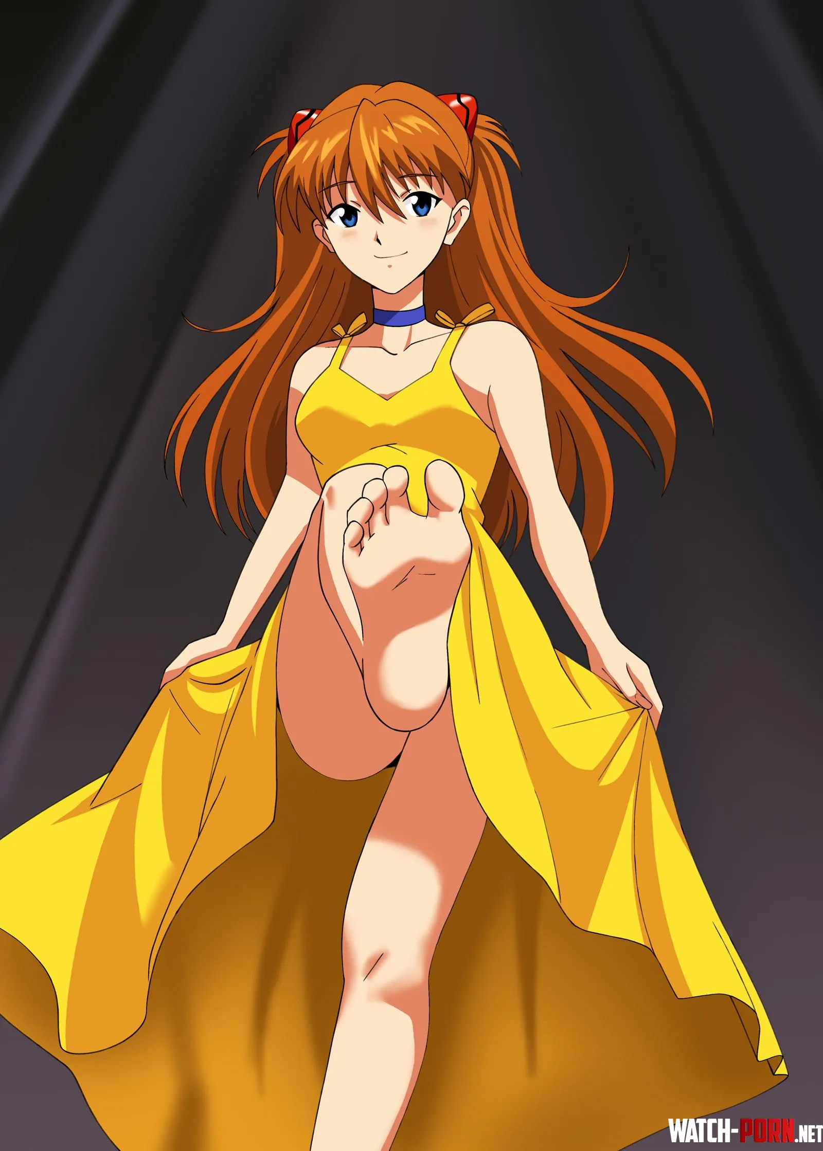 Asuka yellow dress barefoot OC by apricotsmile