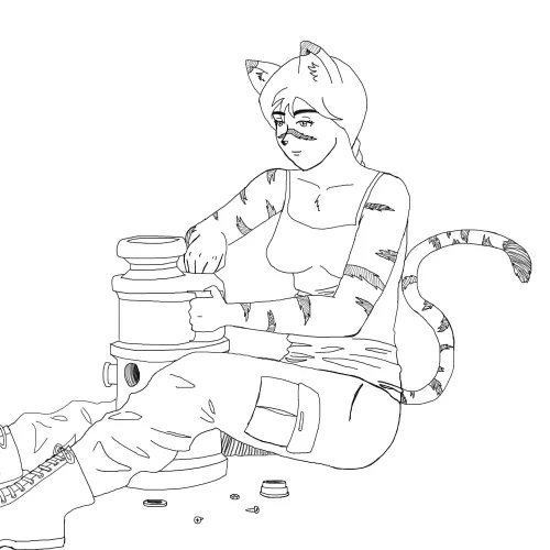 Thumbnail Meet Lichihara: The Mechanic Catgirl OC by Zikari007