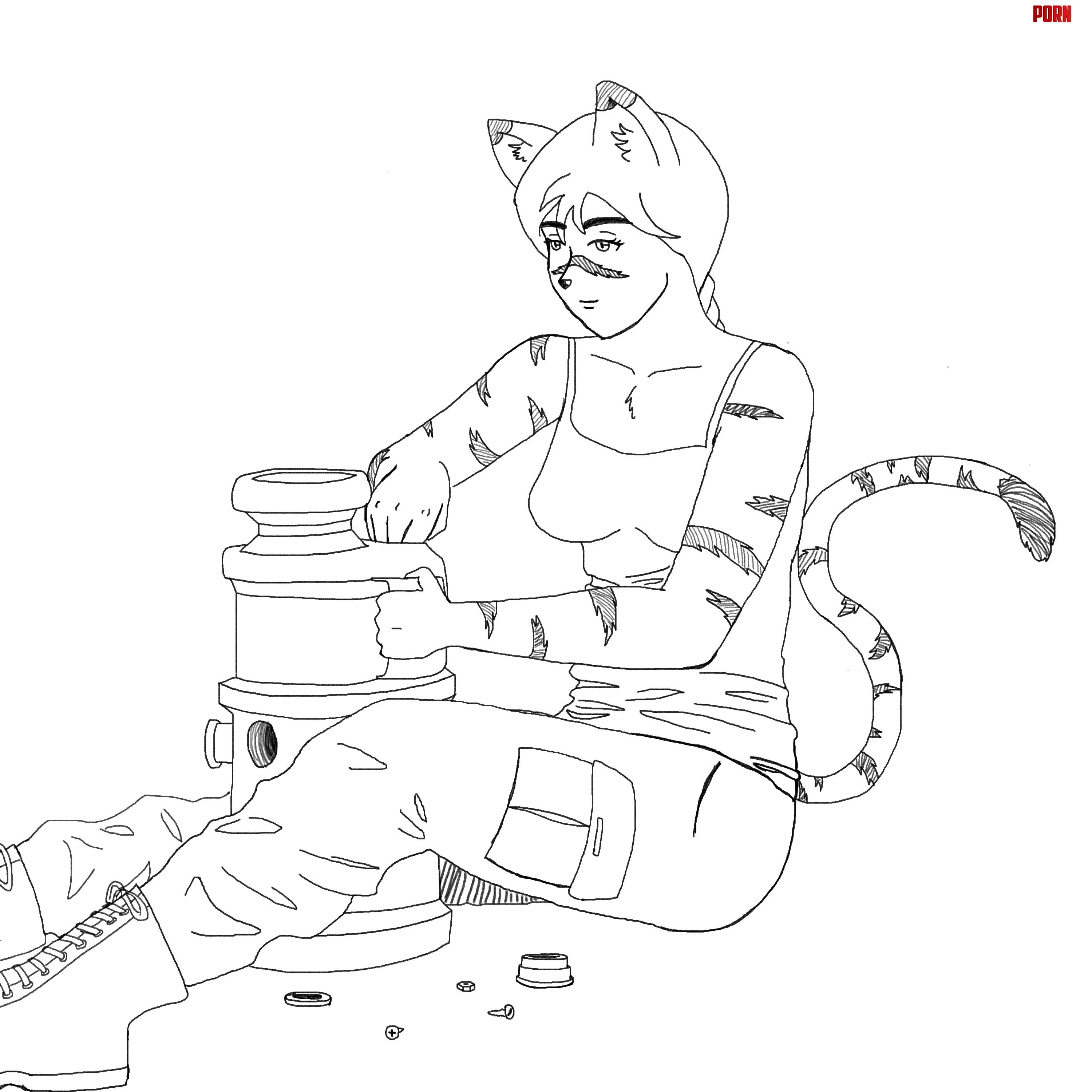 Lichihara my OC Shes a mechanic catgirl by Zikari007