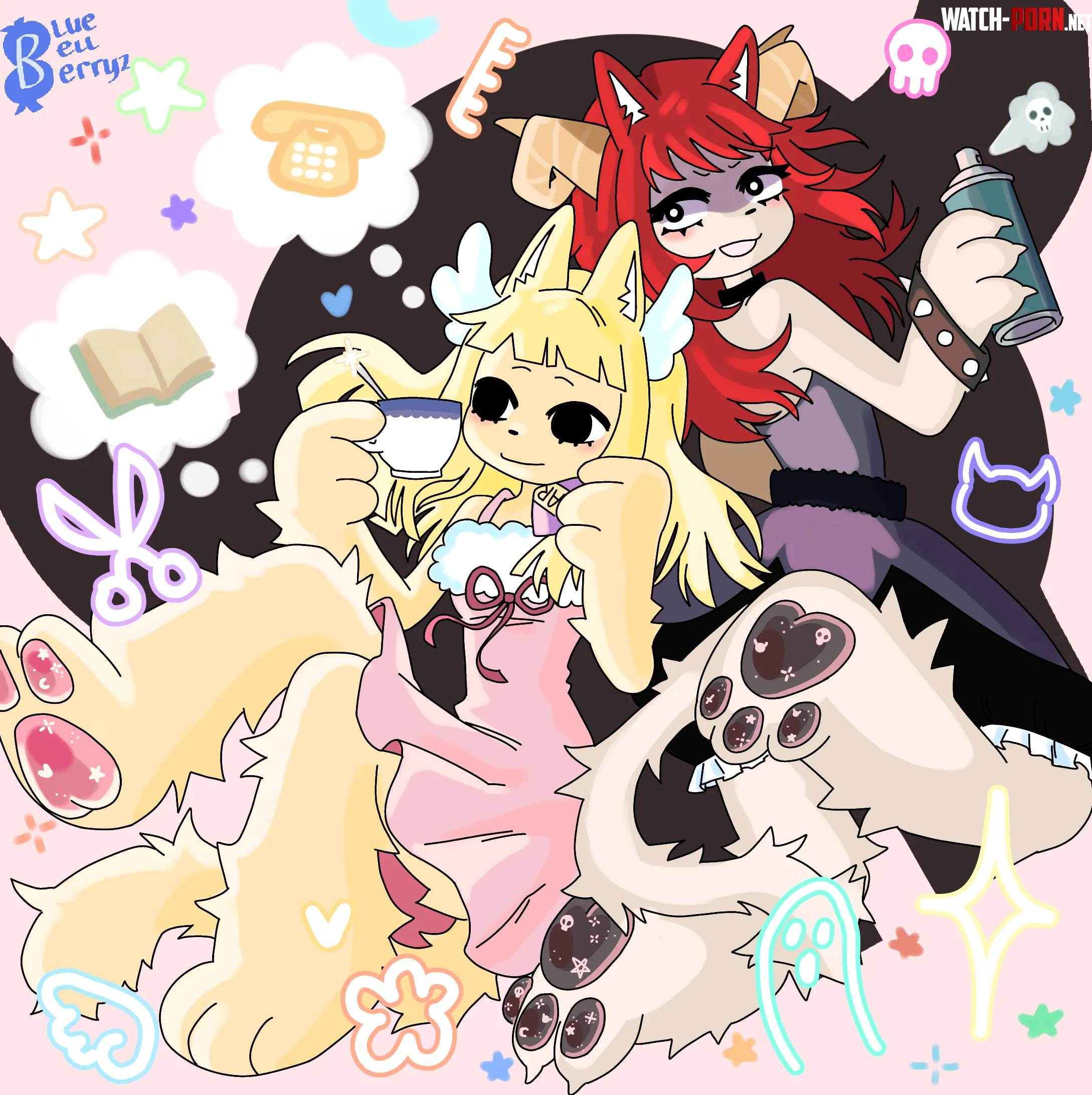 Devilish haircut girls as kitties by combustedburger