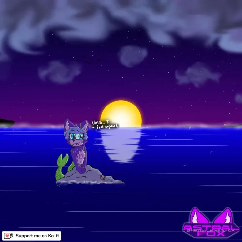 Thumbnail Mermaid Fox Art by AstralSpaceFox: Playful Furry Creation