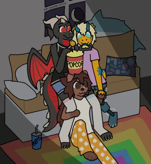 Thumbnail Horror Movie Night Commission by ashblondekitty: Spooky Furry Art