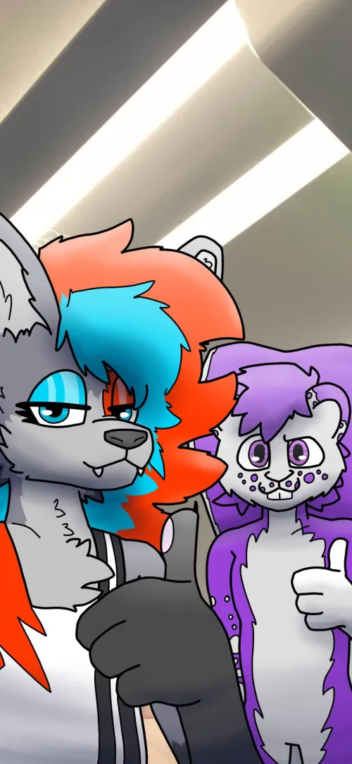 Thumbnail Adorable OC Thumbs Up Lockscreen by sJonneY | Furry Artwork