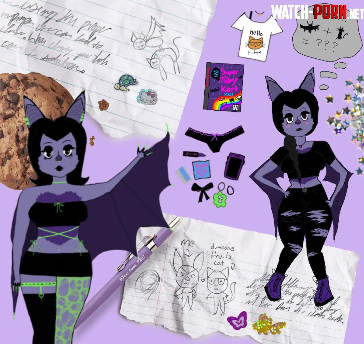 my bat fursona Misery by undeadpanda666