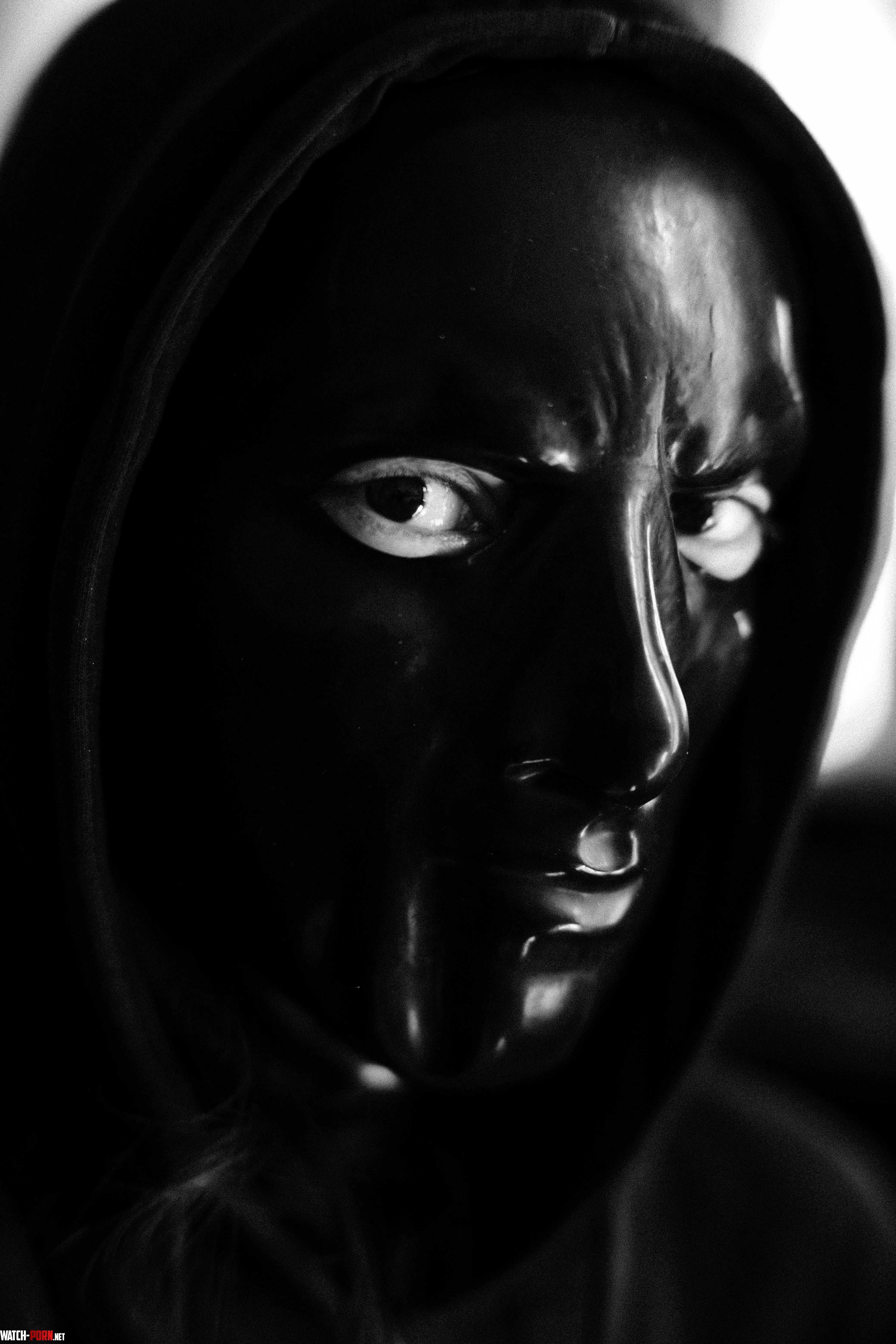 Sadistic impulses flow in my head when the latex hood is on M by ourmediumismeat
