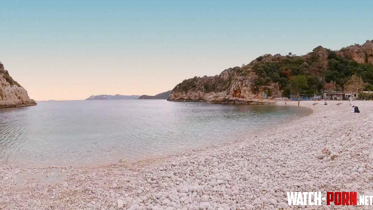 Beautiful white pebbles Kas beach Turkey by rosymelanie