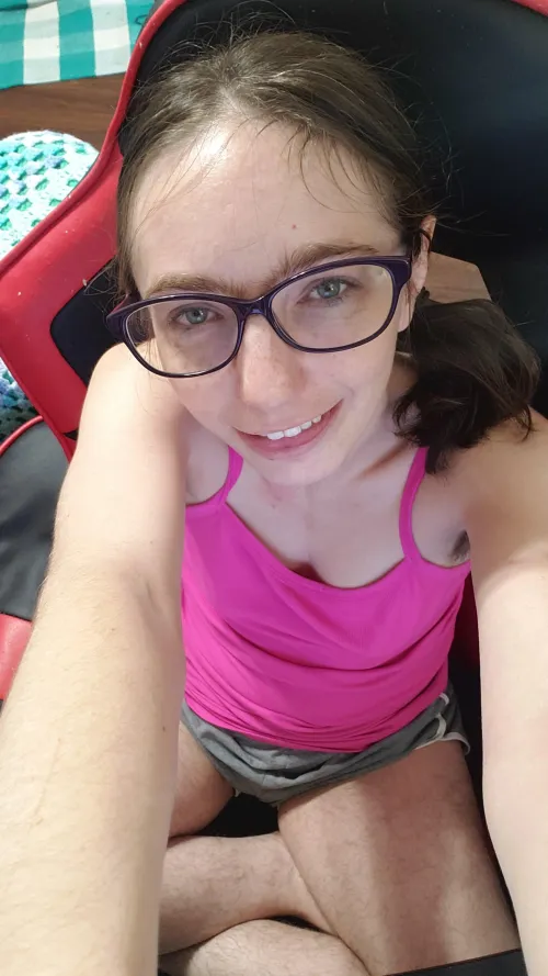 Thumbnail Chill Saturday: Brunette Enjoying Gaming Chair Comfort by SketchyLady_OF