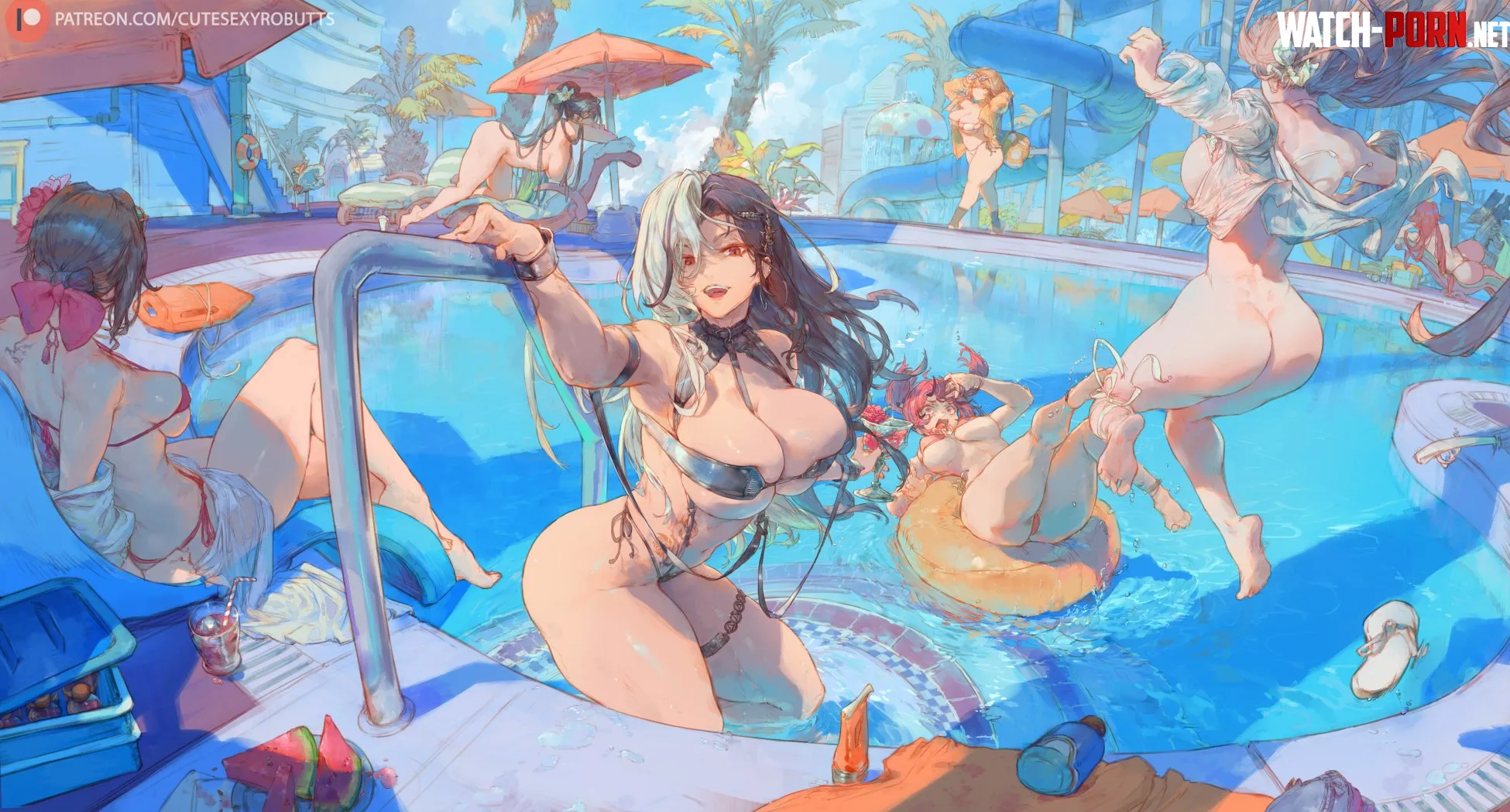 Pool day for NIKKE girls by cloudyfigma