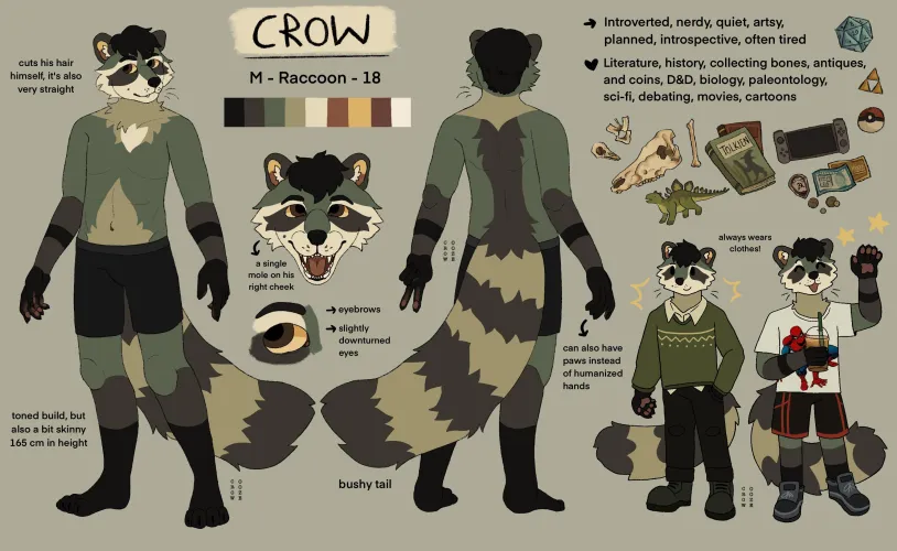 Thumbnail OC: Considering Changing My Fursona's Design to a Crab-Eating Raccoon by introspectivecrow | Furry