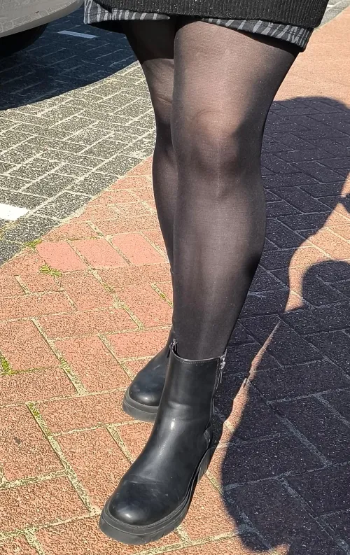 Thumbnail Shimmering Beauty: 'Love the Shine on These Pantyhose in the Sun' by NL-funplaycouple