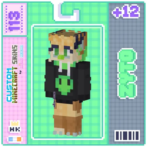 Thumbnail Commissioned Furry Deer Border Collie Minecraft Skin Art by hiemukeigno