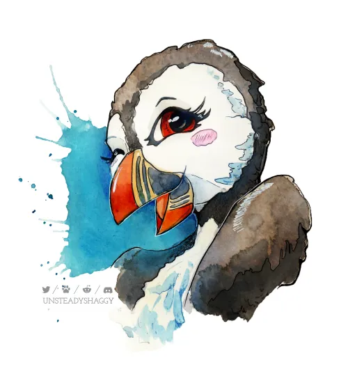 Thumbnail Collaborative Furry Art Featuring Puffinlady Pearl by UnsteadyShaggy