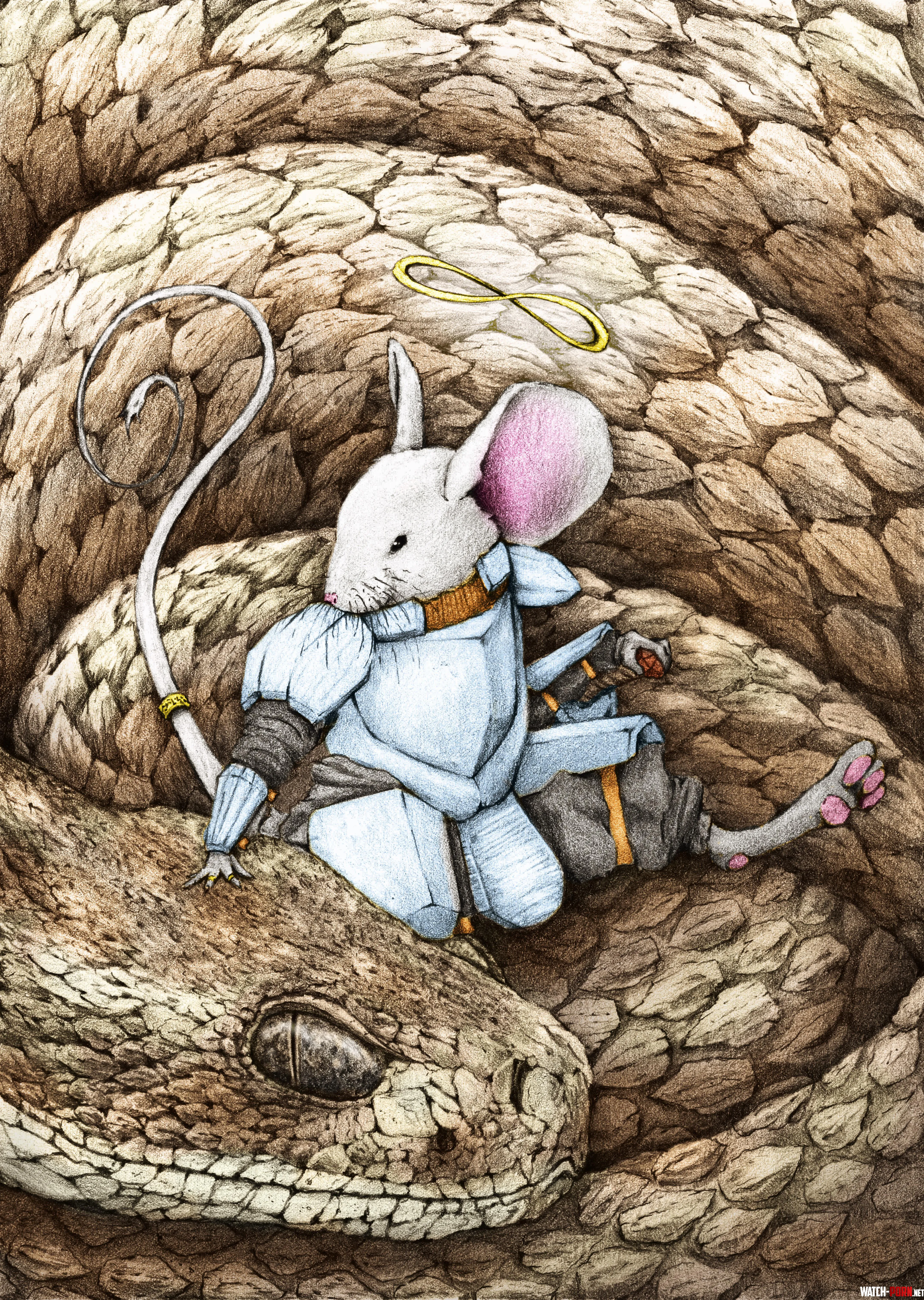 Just finished coloring my drawing of a mouse knight and his unlikely companion I thought yall would appreciate them I made this for a tarot deck Im working on  by LegalChef4115