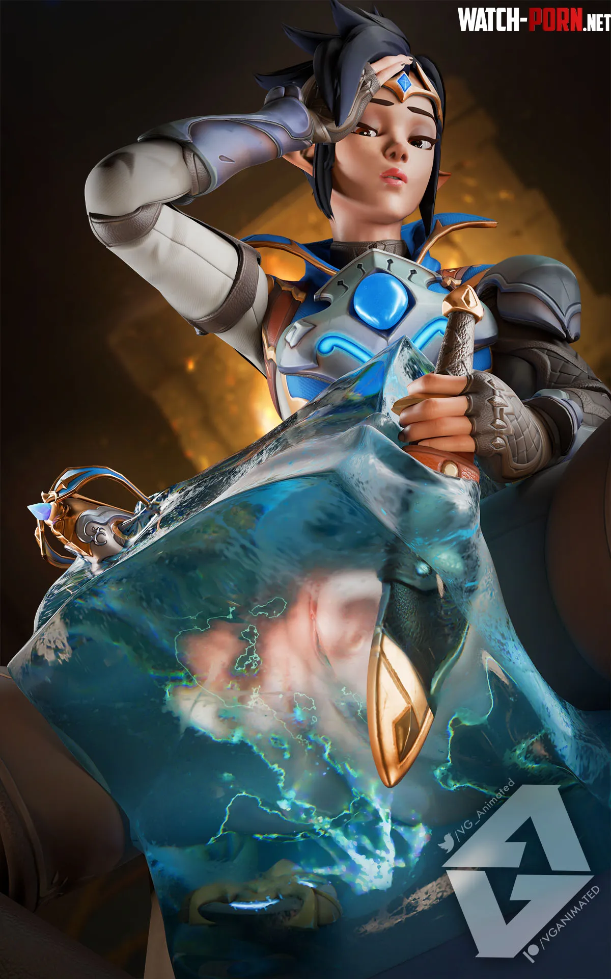 Adventurer Tracer got stuck in a gelatinous cube VGAnimated Overwatch 1200x1920 by VGAnimated
