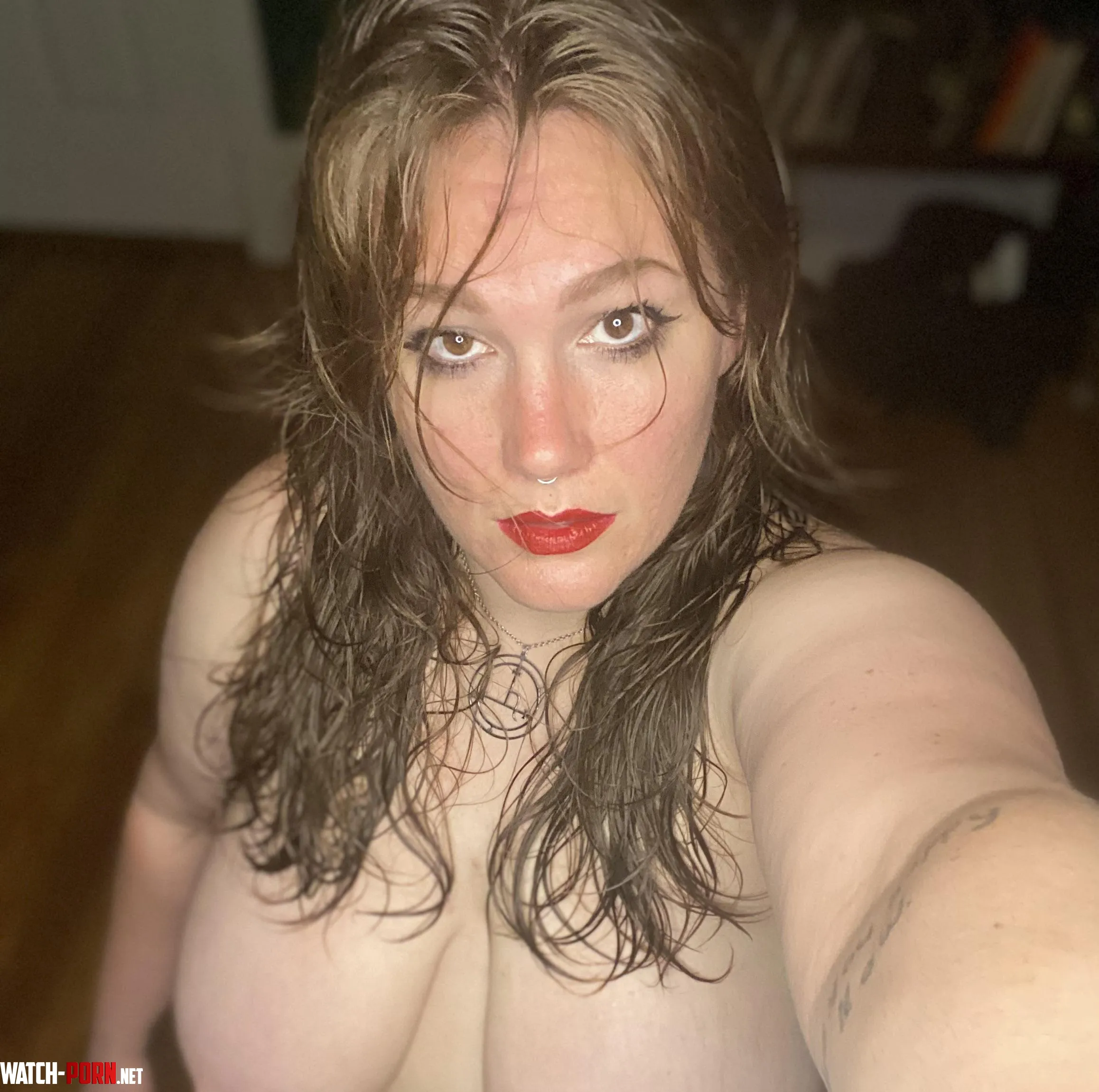 I step out of the shower walk over to you and rub my palm over your cock and whisper in your ear Ive been waiting all day for this I feel you harden through your pants I slowly get down on my knees and undo your belt looking up at you grinning by liminaldarling