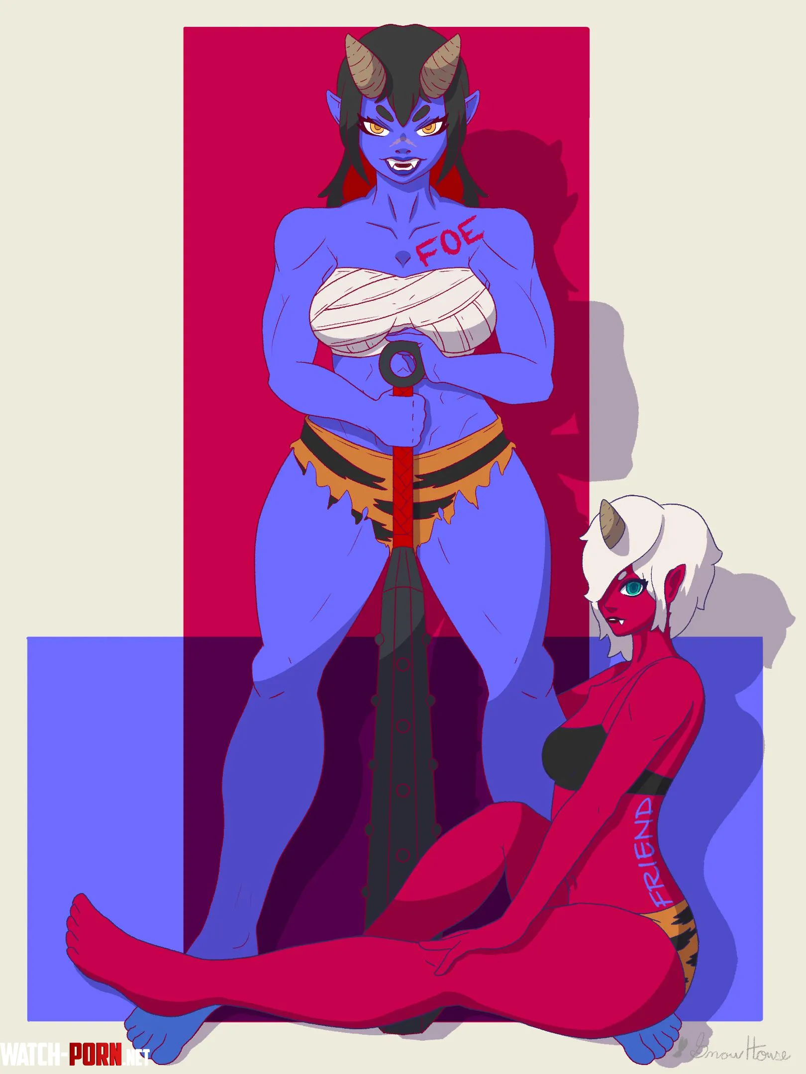 Red And Blue Oni oc by MuffytheSlampierLaya
