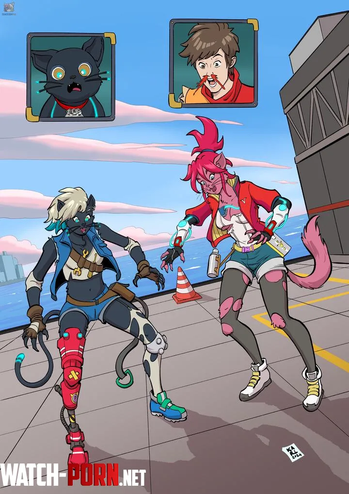 Catnip Rush catgirls fan art  by Cezar_Nix