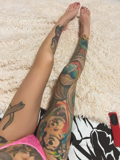 Thumbnail DeeplyFem's Tattooed Legs on Display for Admirers