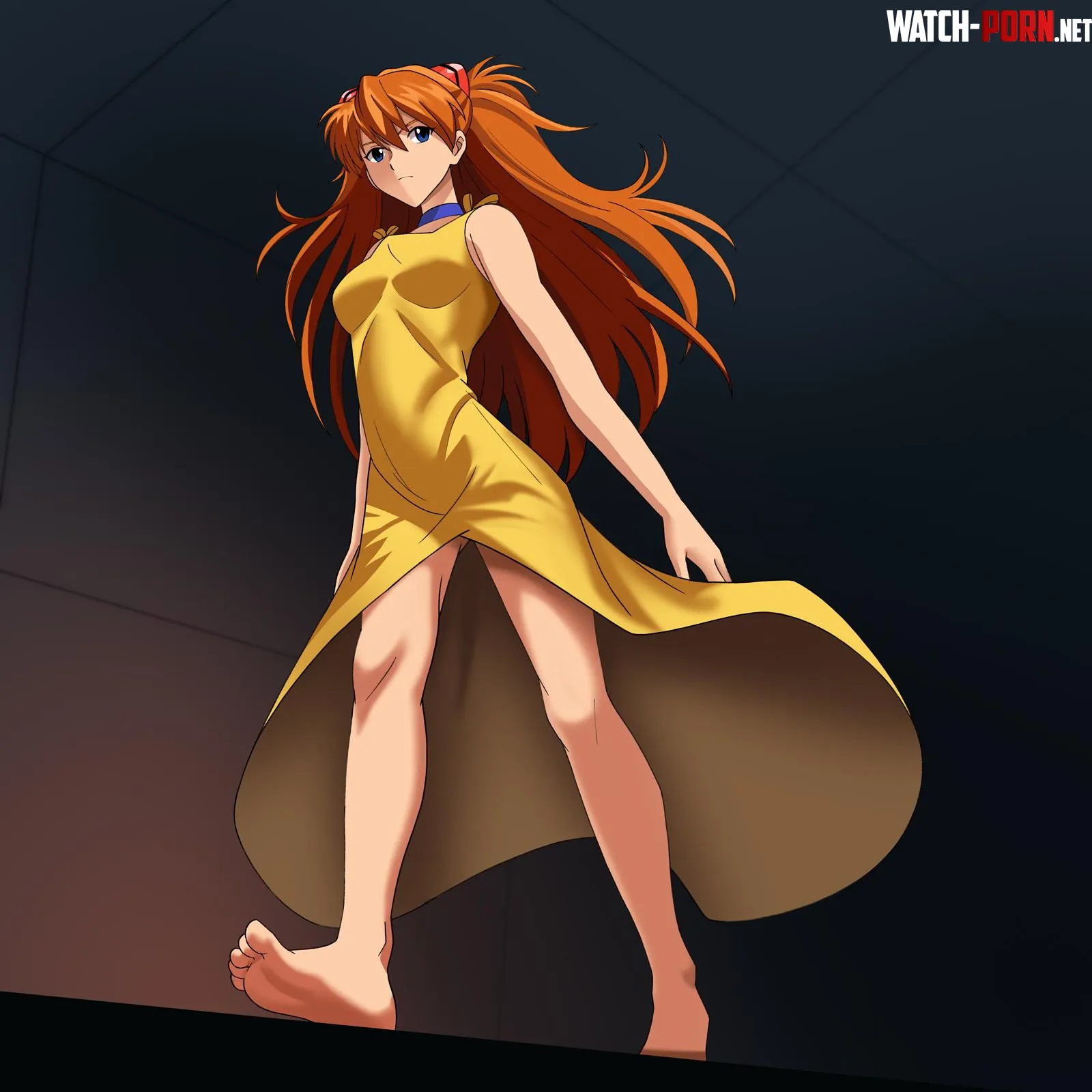 Asuka yellow dress barefoot OC by conejologia