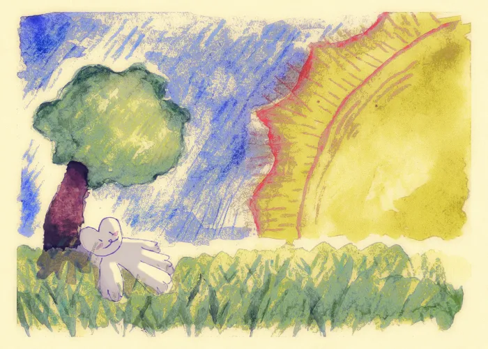 Thumbnail MimiBrazy's Serene Kitty Under a Tree Watercolor - A Furry Delight