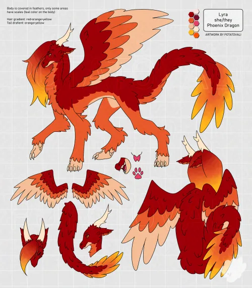 Thumbnail Potatovali's Gift Commission: Lyra Dragon Ref Sheet - A Furry Work of Art