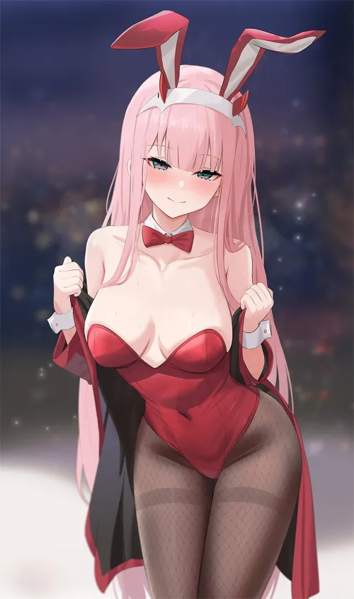 Thumbnail Dive into Anime Bodysuits with Blushing Bunny Zero Two cbmus by CorrupterSea